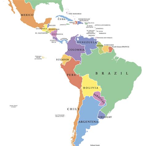 Latin American countries (list and map) .